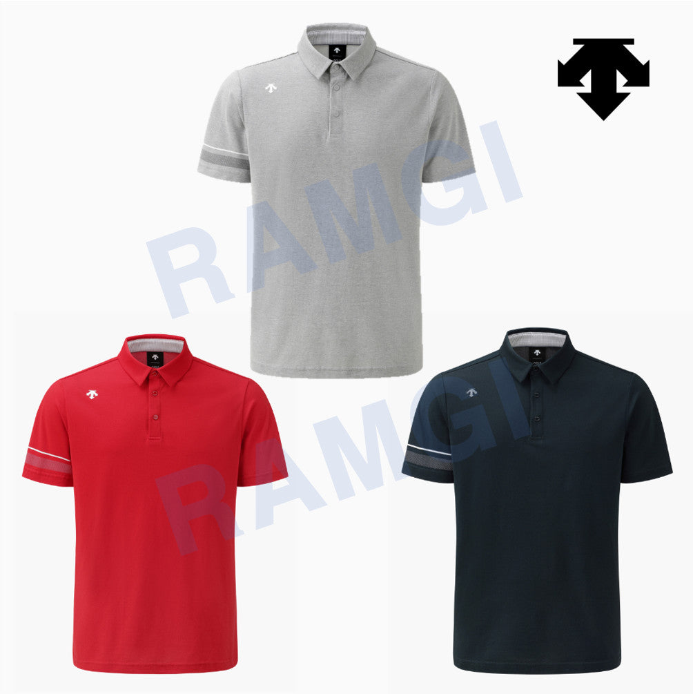 DESCENTE GOLF Men's One-Point Collar Short-Sleeve T-Shirt DR31MFTS74 Deep Green ASIAN FIT