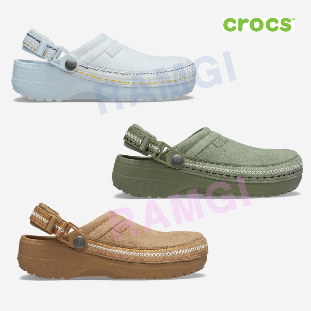 NEW CROCS Crafted Vegan Suede Stitch Clog 214048 Cargo Khaki Green UNISEX SIZE