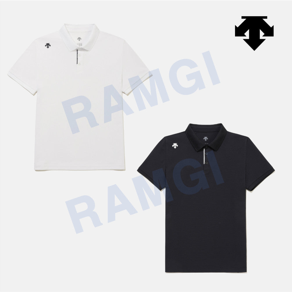 DESCENTE Men's Tough Polo Short-Sleeve T-Shirt SR123UPS11 WHITE ASIAN FIT