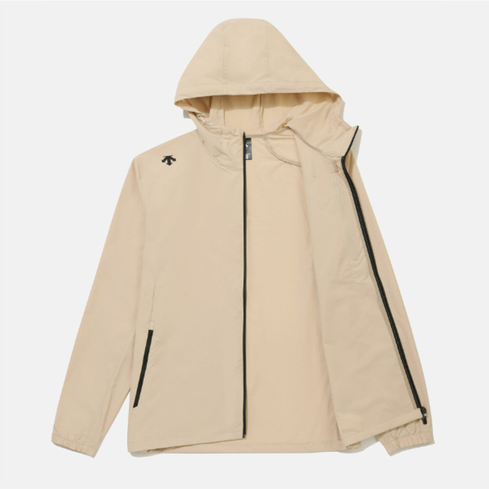 NEW DESCENTE Hooded Comfort Fit Windbreaker Jacket SR323UWB71 BEIGE ASIAN FIT