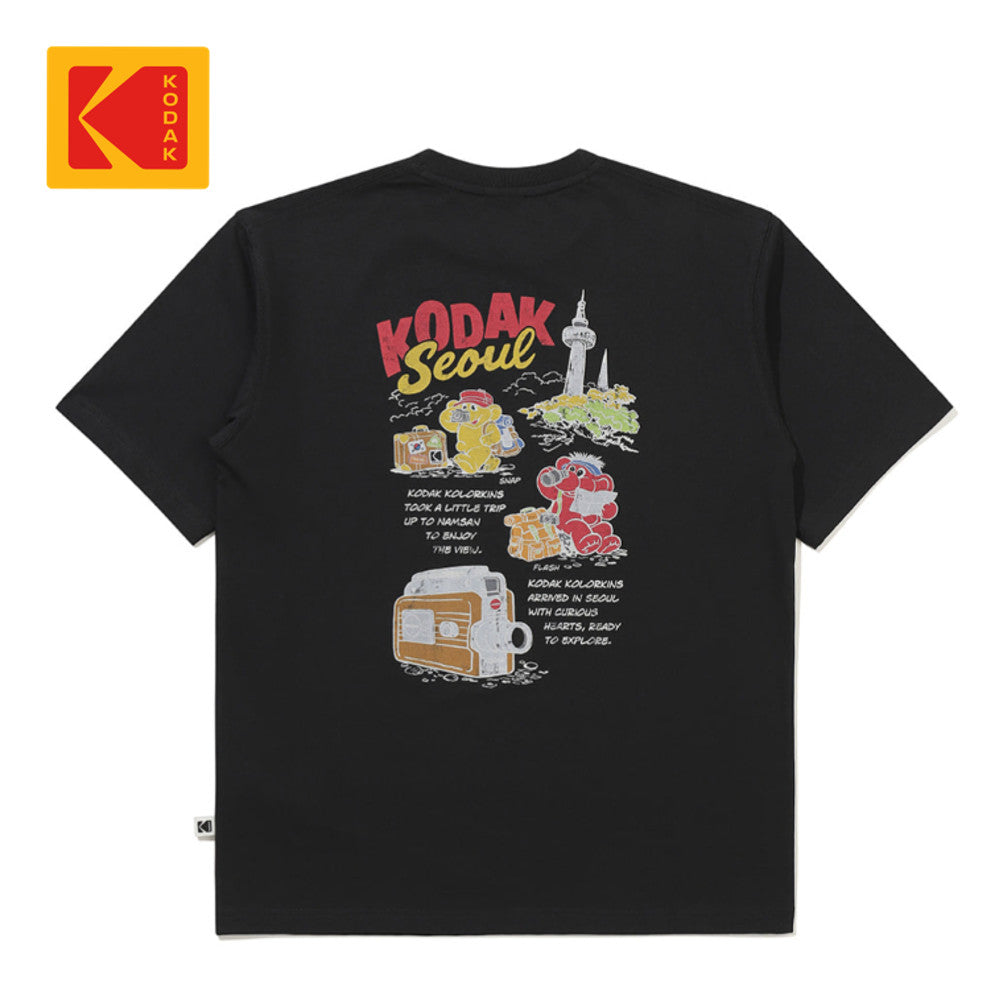 NEW KODAK APPAREL Travel Korea Seoul Short Sleeved T-shirt BLACK K6223XRS97BLK ASIAN FIT