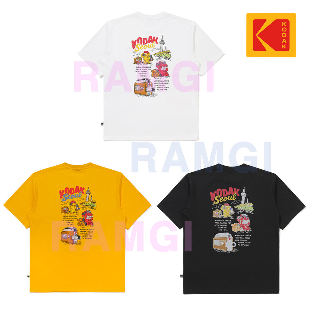 NEW KODAK APPAREL Travel Korea Seoul Short Sleeved T-shirt WHITE K6223XRS97WHT ASIAN FIT