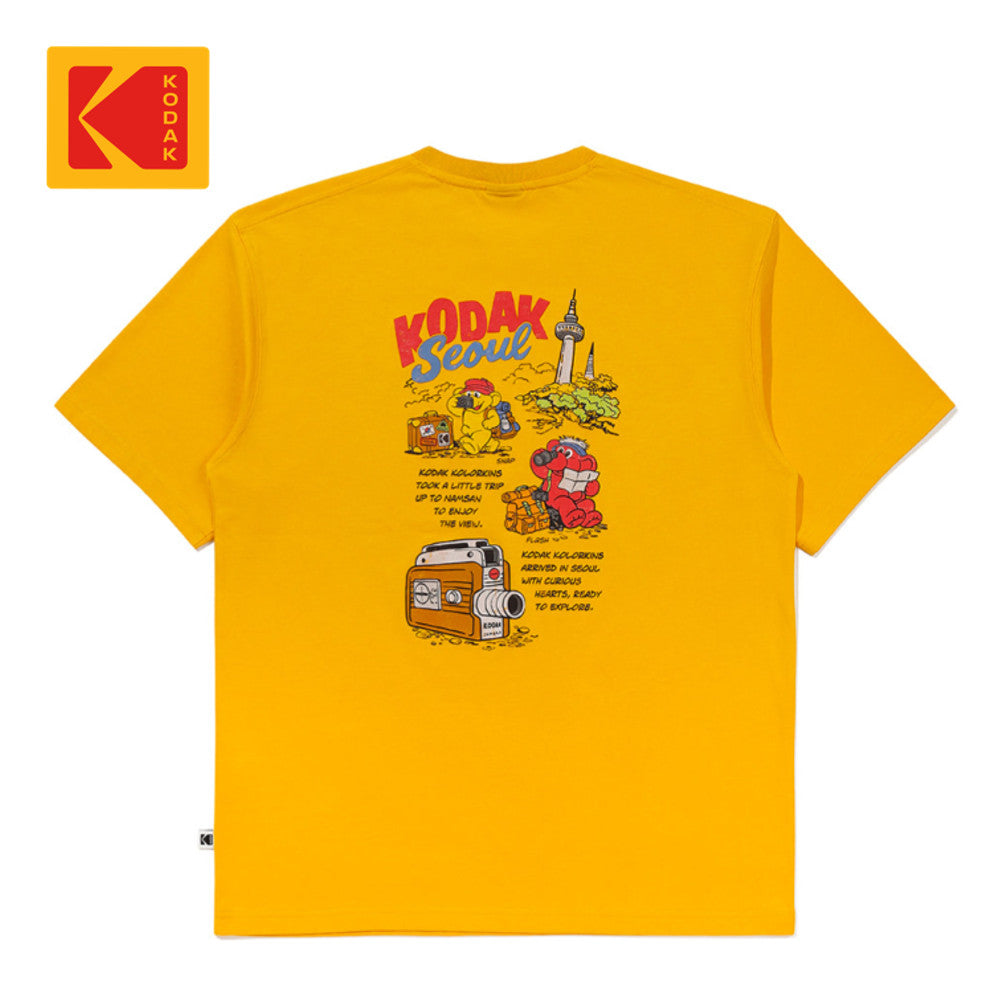 NEW KODAK APPAREL Travel Korea Seoul Short Sleeved T-shirt YELLOW K6223XRS97YLW ASIAN FIT