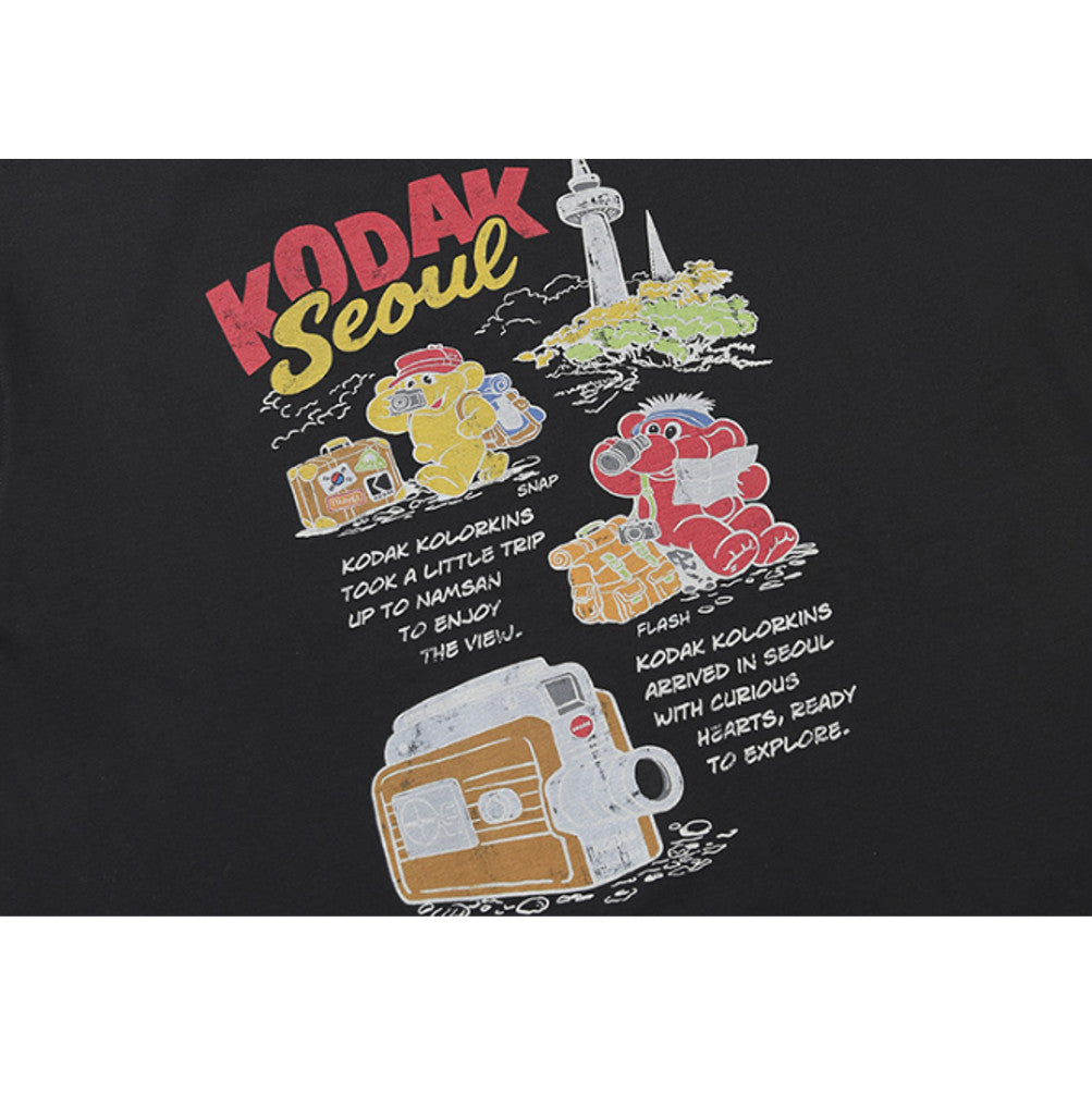 NEW KODAK APPAREL Travel Korea Seoul Short Sleeved T-shirt BLACK K6223XRS97BLK ASIAN FIT
