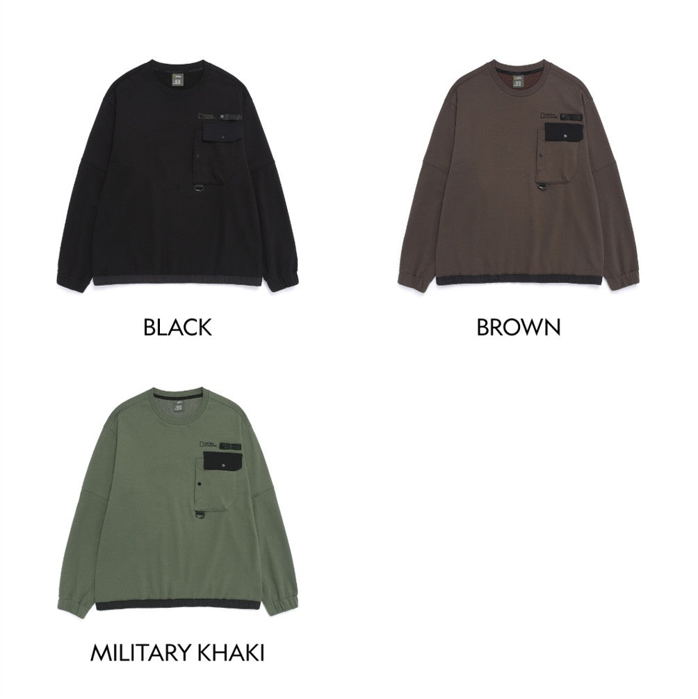 NEW National Geographic Hybrid Semi-Oversized Pocket Sweatshirt N261MSW900 KHAKI Asian Fit